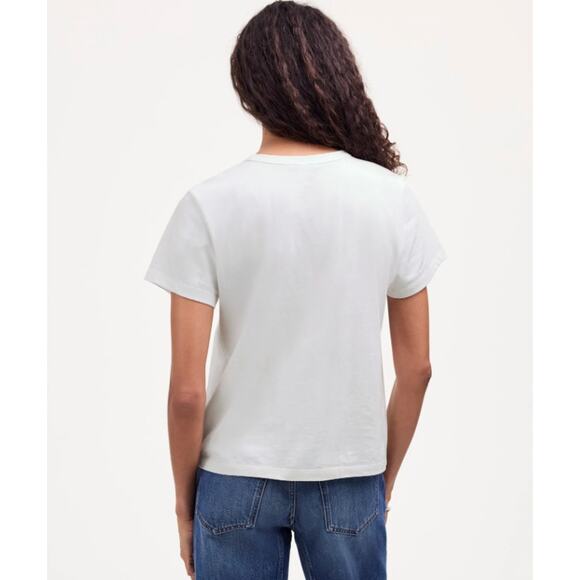 Madewell Cotton Perfect Crewneck Tee Sz 2XS White Short Sleeve Pullover Stretch - Picture 3 of 9